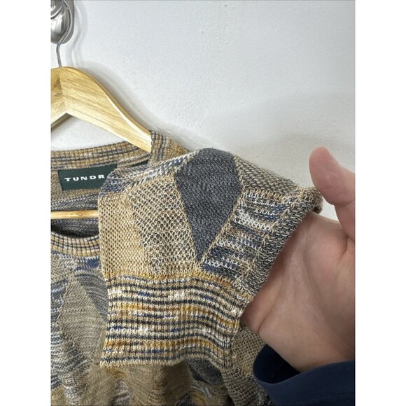 Vintage Tundra 90s Men XL Zig Zag Knit Sweater Pullover Hip Hop - Picture 2 of 5